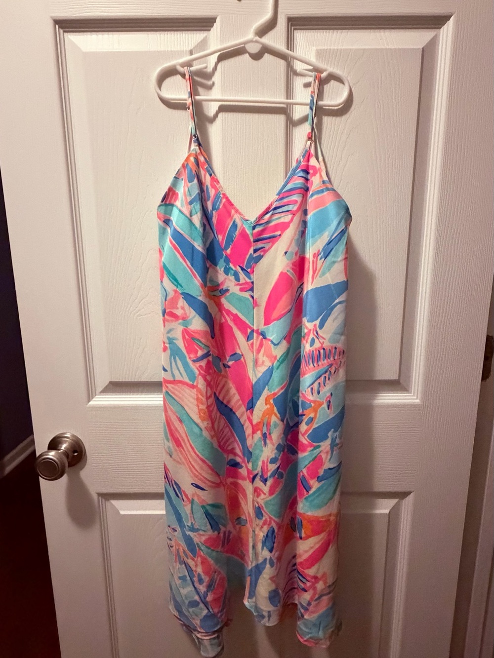 Lilly Pulitzer Pink Blue Coral Print Slip Dress